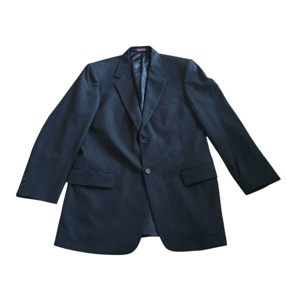 Evan picone mens Sz 40LX33W black 100%worted wool blazer